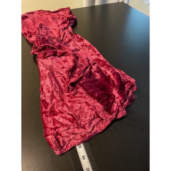 Vintage Womens Tunic Large Red Velvet Embroidered Whimsigoth Boho Witchy 90s - Picture 6 of 7
